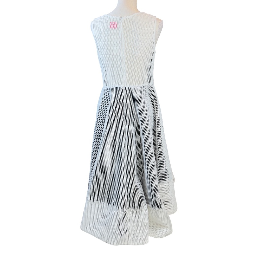 #A331 FT INC White 3D Mesh Fit & Flare Midi Hi-Lo Dress Sleeveless (Free Size) - Picture 4 of 8